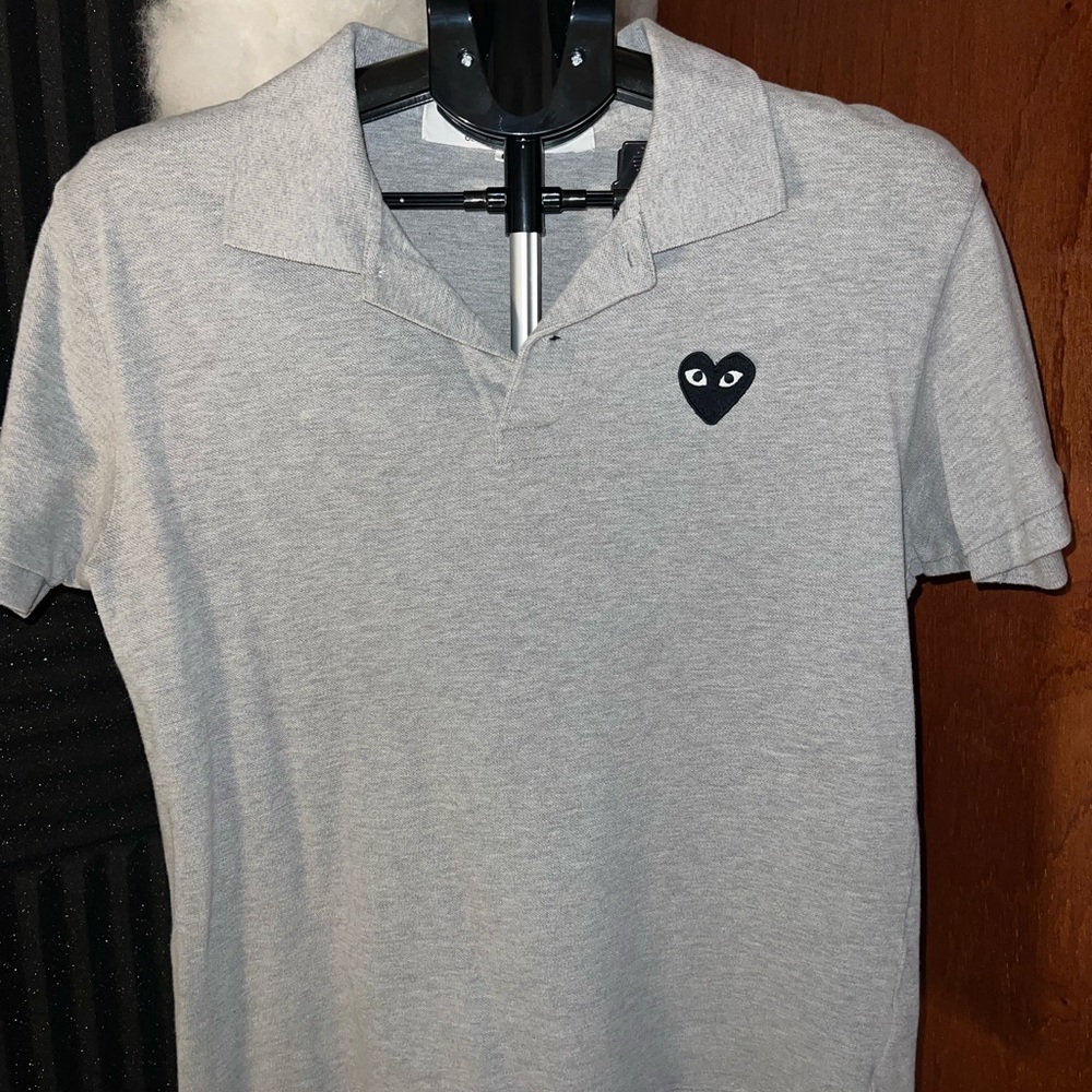 CDG Play Comme Des Garçons Play Grey Polo T Shirt